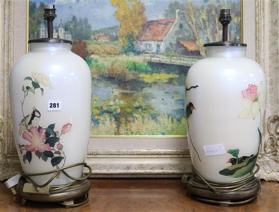 Two Chinese glass lamp bases